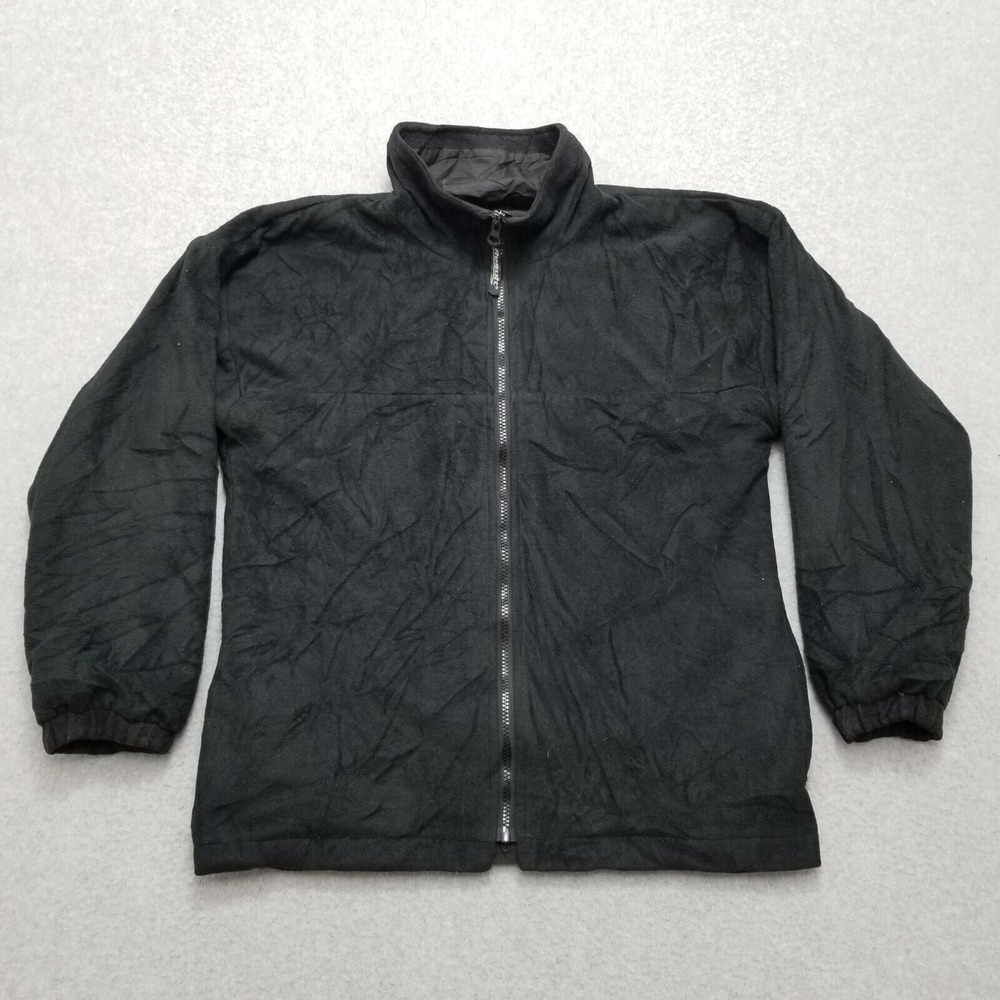 Result Jacket Mens Large Black Reversible‎ Full Zip Pockets Outdoor Fleece
